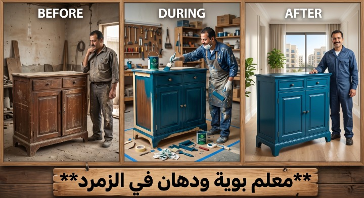 صورة تظهر إصلاح تقشر الحوائط وتجهيز السطح بدقة قبل بدء العمل بواسطة معلم بوية ودهان في الزمرد بجدة، مع خصم ١٨٪ من لمسات.